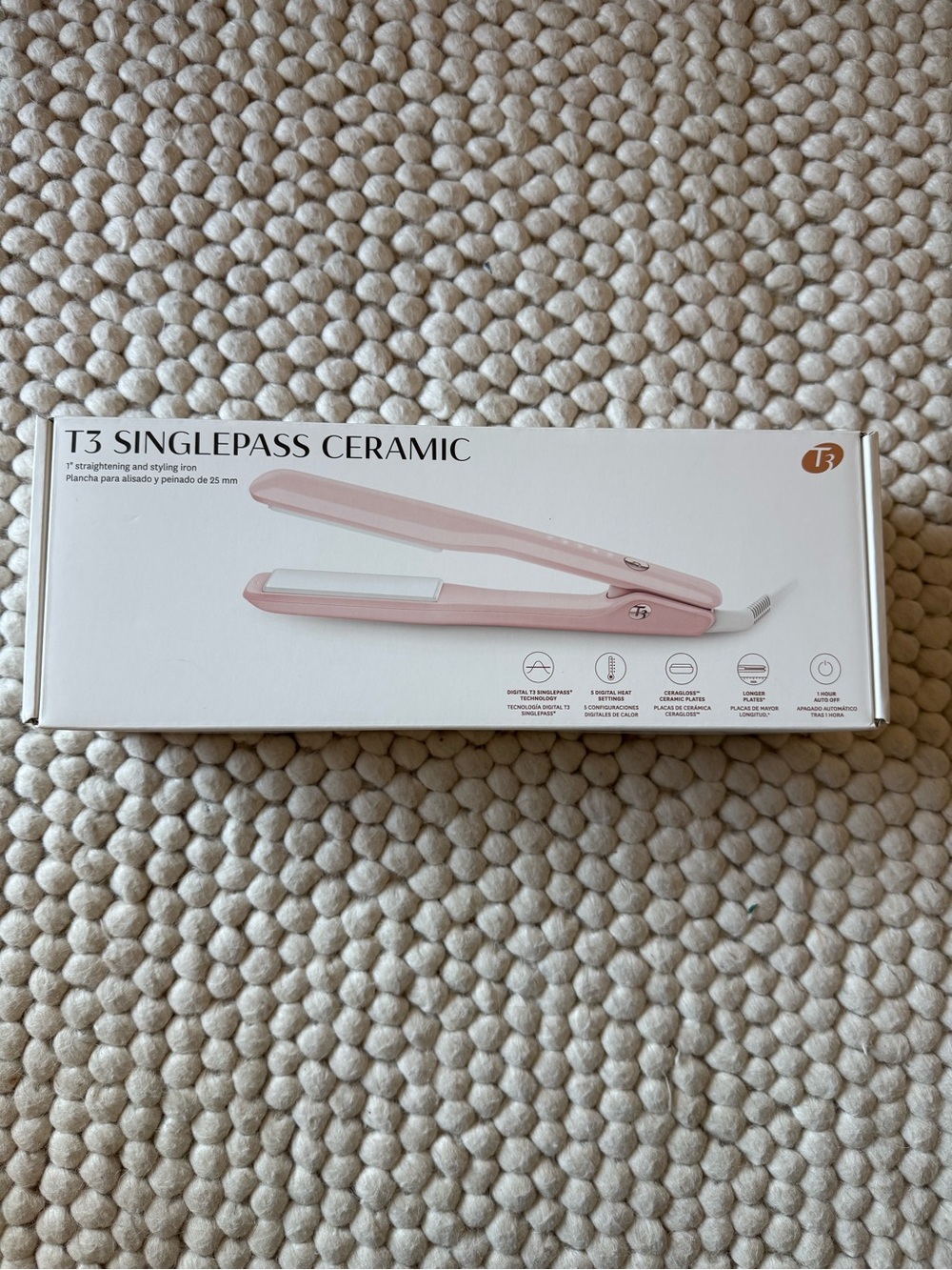T3 SinglePass Ceramic 1" Hair Straightener - Pastel Pink Finish
